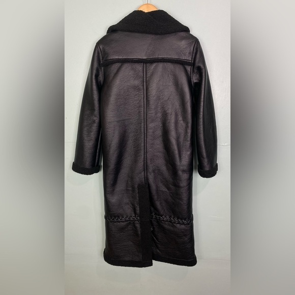 Jonathan Simkhai Windsor Vegan Sherpa Biker Coat Black Braided Long Length‎ XS - Picture 7 of 12